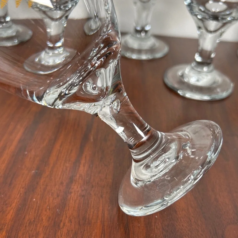 Libbey Autumn Leaf Stemmed Water Goblets Orange Green Fall SIX